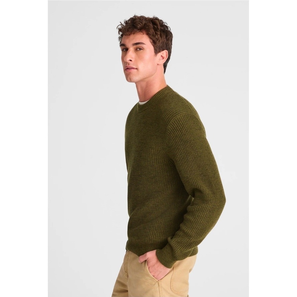 Madewell Mens Small Foliage Green Marl Sweater Shaker Stitch Crewneck Cotton